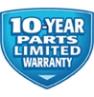 10 years parts limited warranty